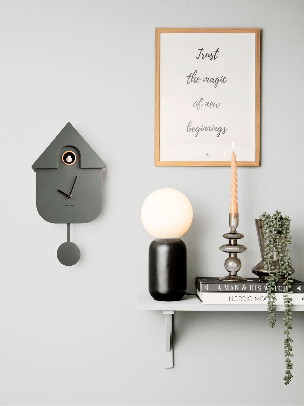 8GR Wall clock Modern Cuckoo, jungle green-EMOH® ATELIER