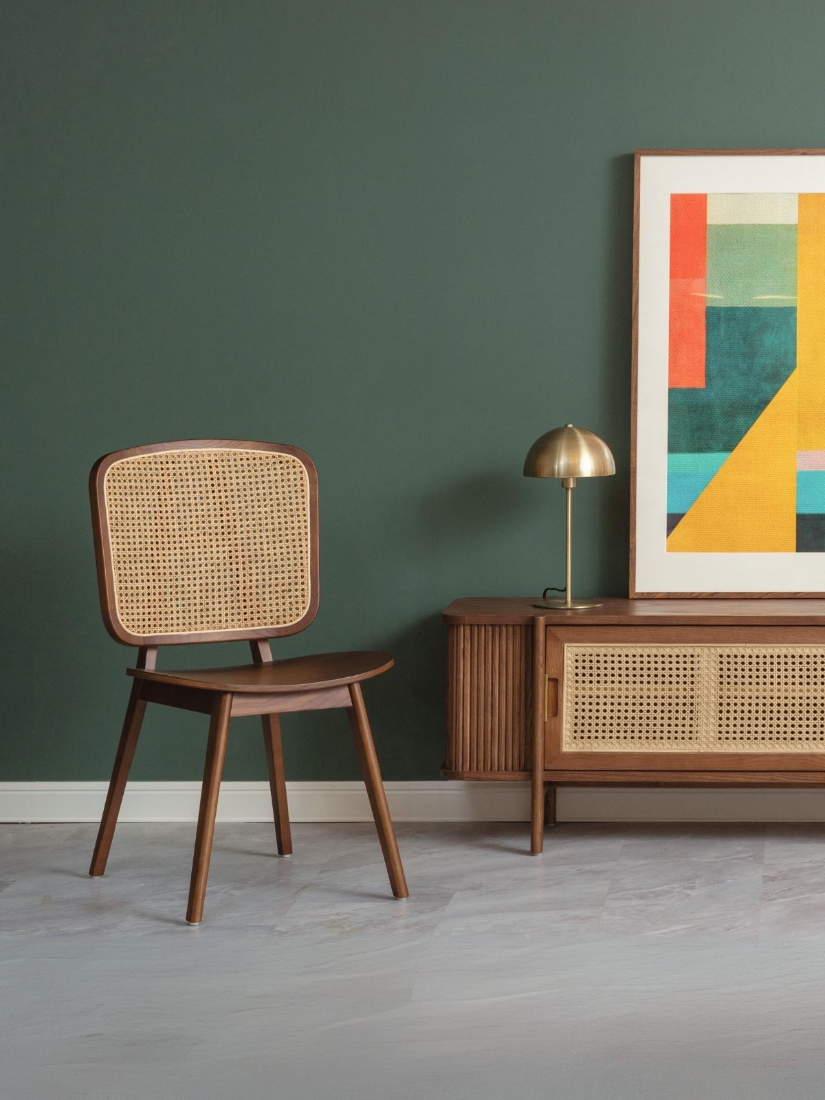 Willow Rattan Dining Chair, Walnut Brown-EMOH® ATELIER