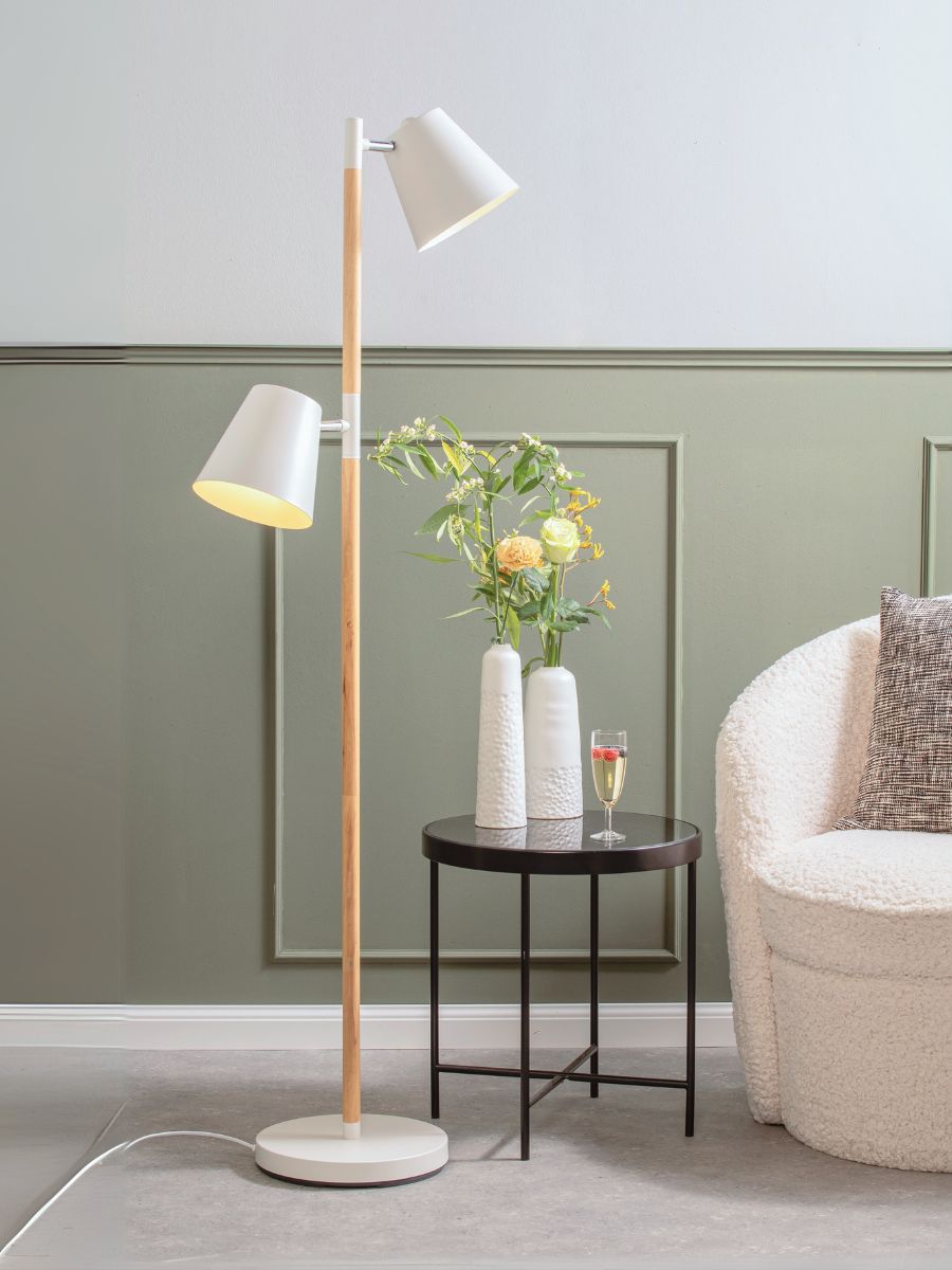 Rubi Floor Lamp, white with wood-EMOH® ATELIER