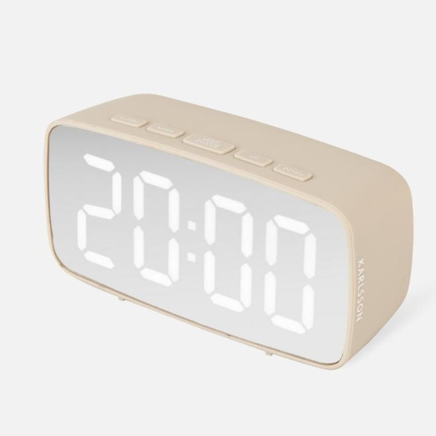 Alarm Clock Mirror LED Oval, Warm grey