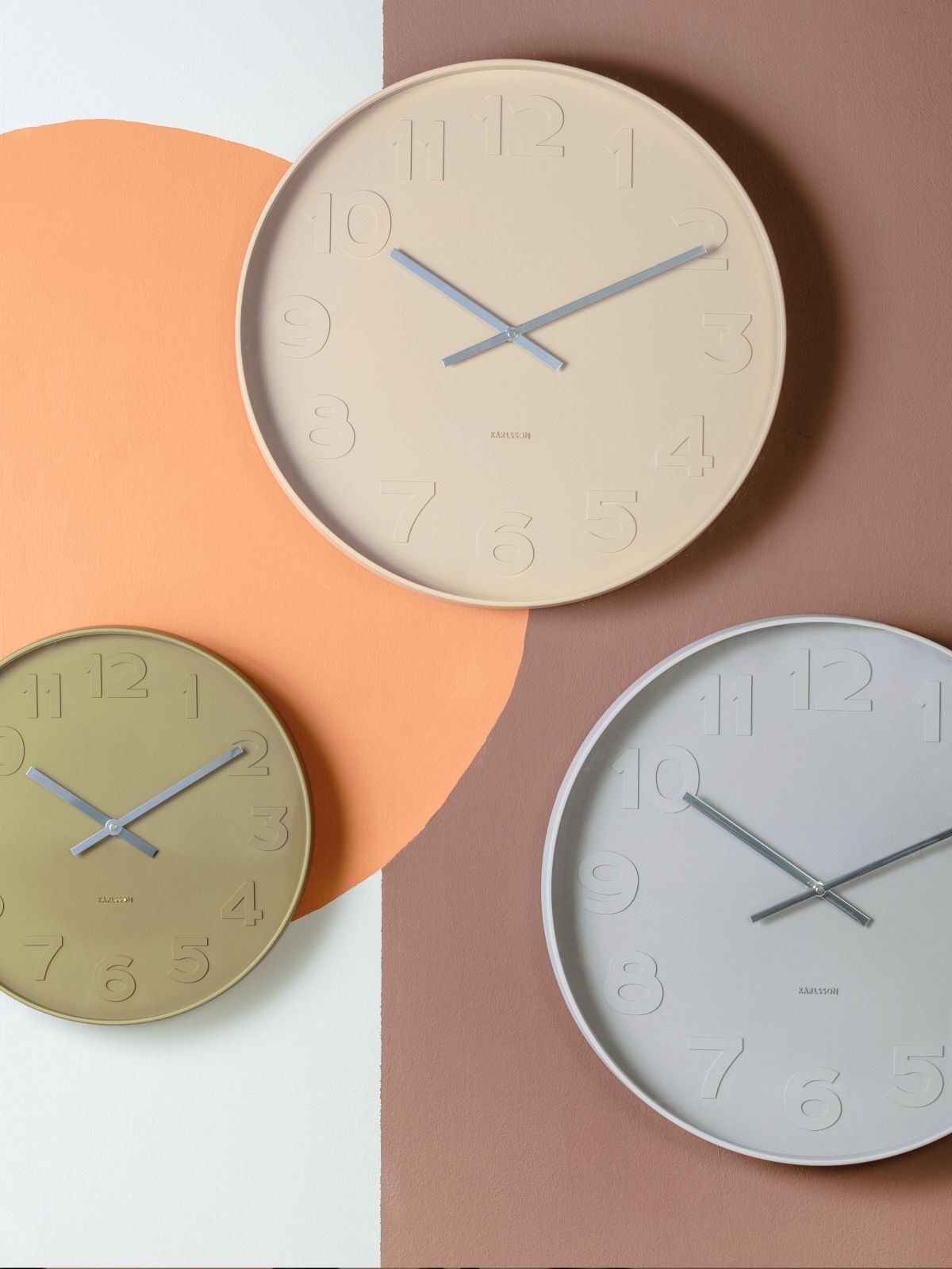 Wall Clock Mr. Grey Numbers, Warm Grey