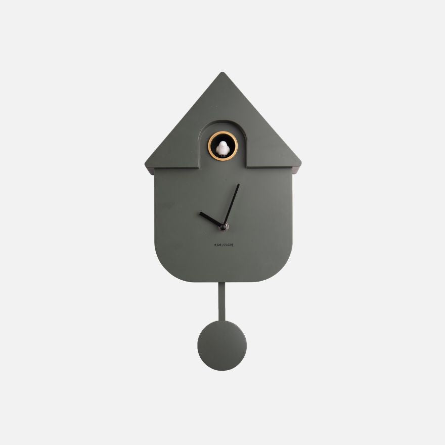 8GR Wall clock Modern Cuckoo, jungle green