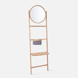 Wall Rack Bamboo with Round Mirror-EMOH® ATELIER