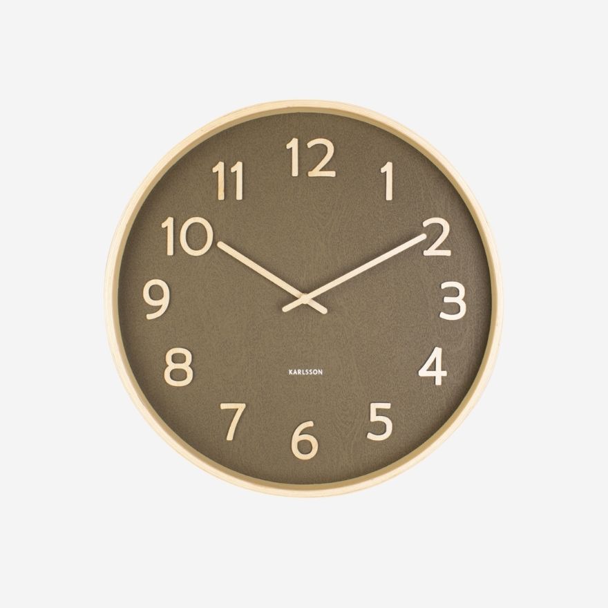 Wall Clock Pure Basswood Wood - medium moss green-EMOH® ATELIER