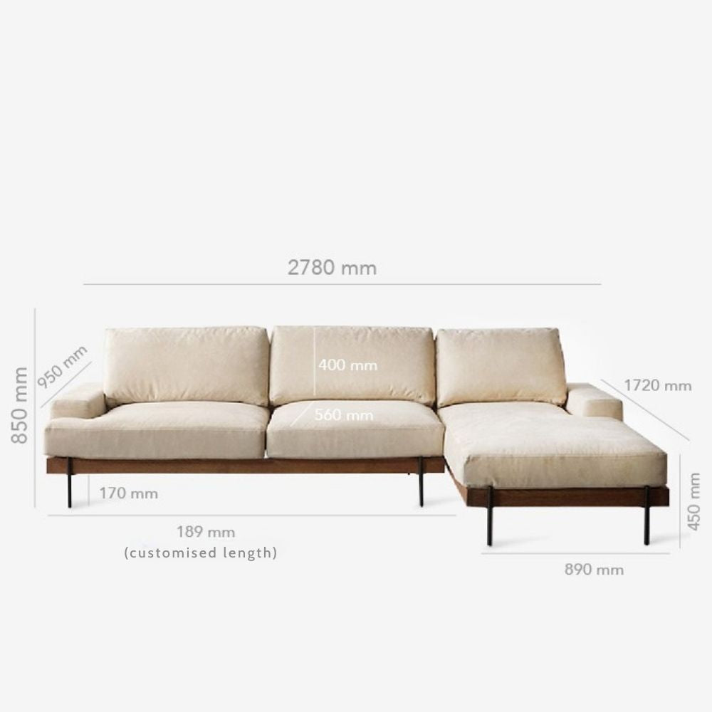 NADINE L-Shape Sofa, Walnut-EMOH® ATELIER