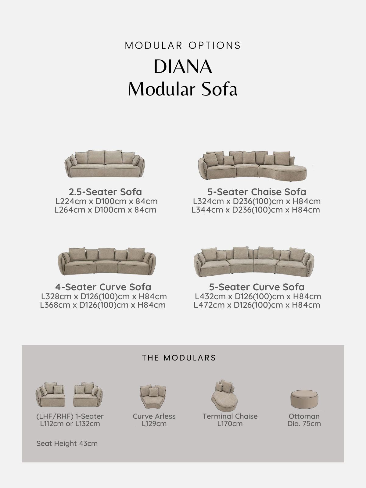 DIANA Modular Chaise Sofa