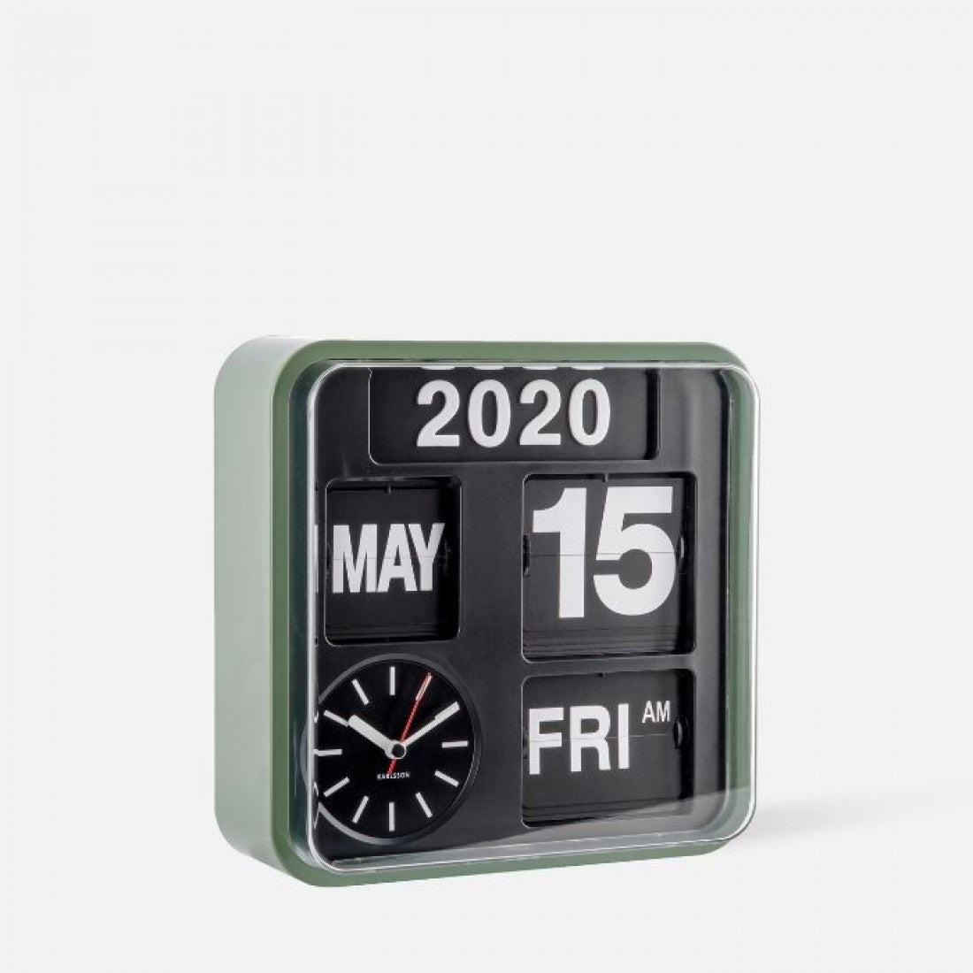 Wall clock Mini Flip green casing, black dial-EMOH® ATELIER
