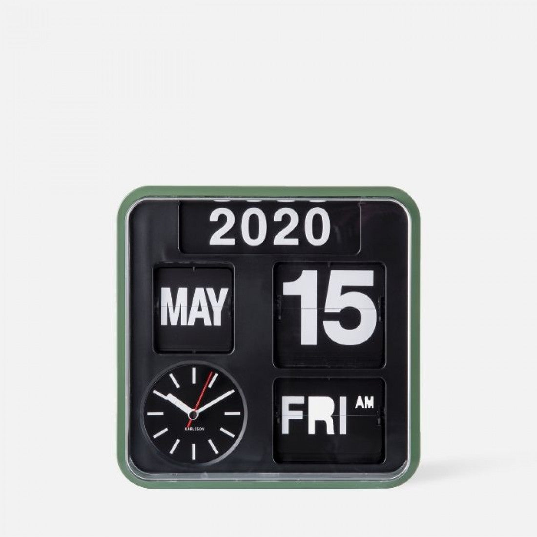 Wall clock Mini Flip green casing, black dial-EMOH® ATELIER