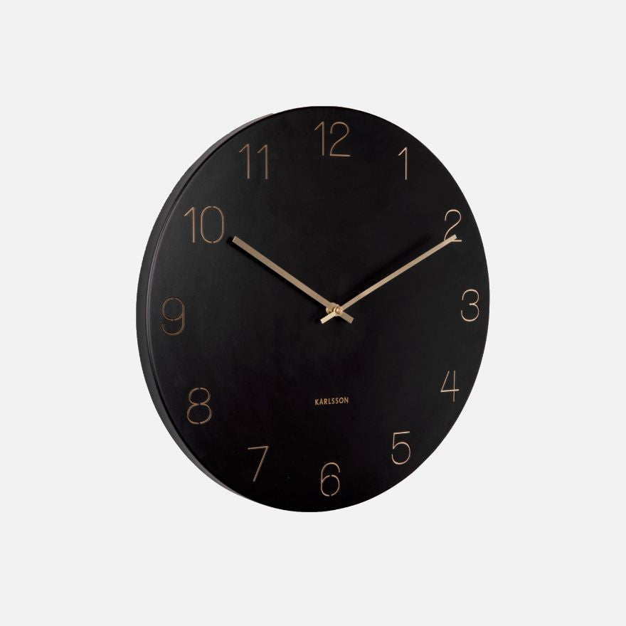 Wall clock Charm engraved numbers - Black-EMOH® ATELIER