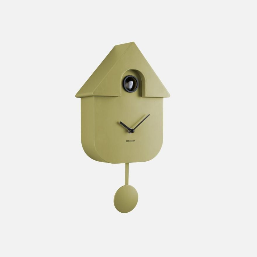 8GR Wall clock Modern Cuckoo, Olive Green-EMOH® ATELIER