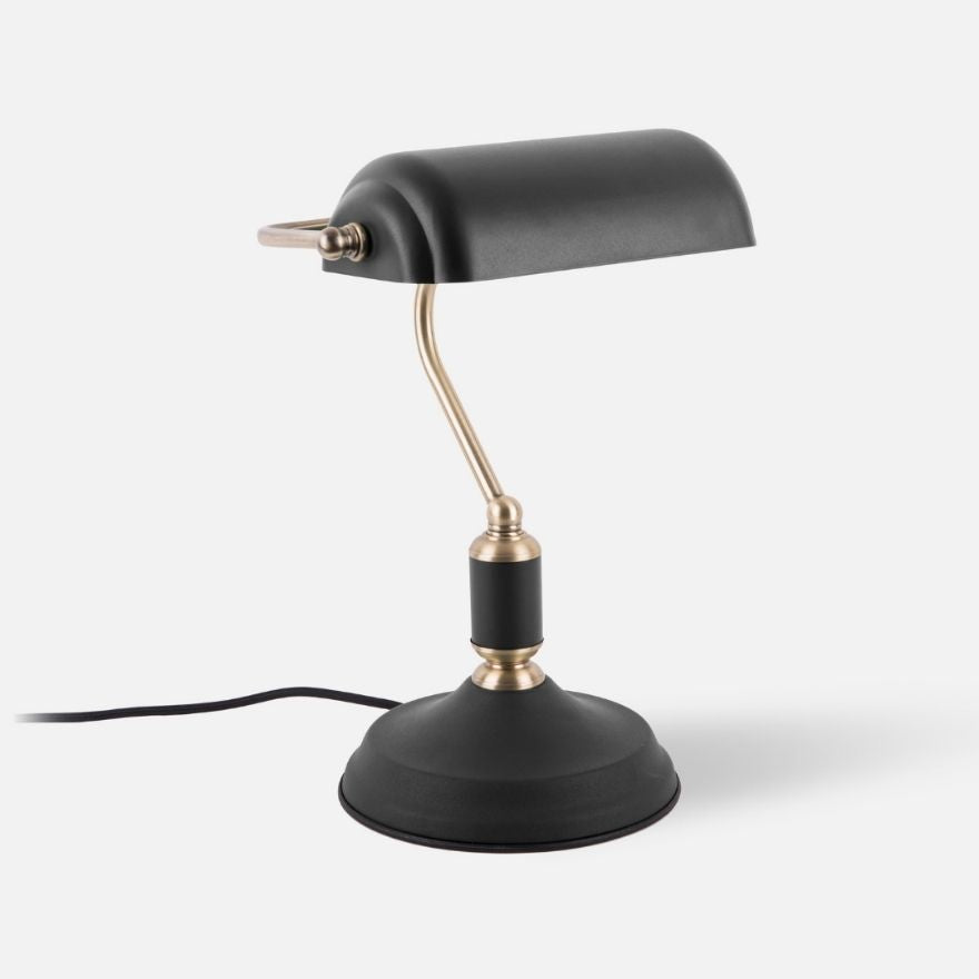 Table lamp Bank Iron Black W. Antique Gold-EMOH® ATELIER