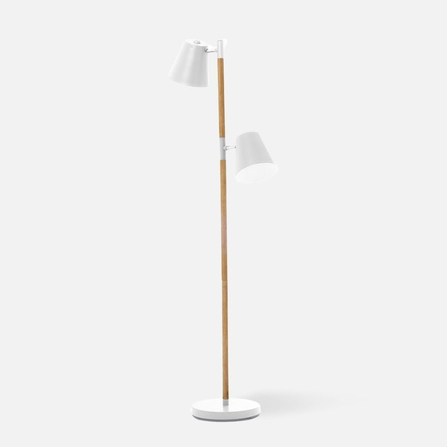 Rubi Floor Lamp, white with wood