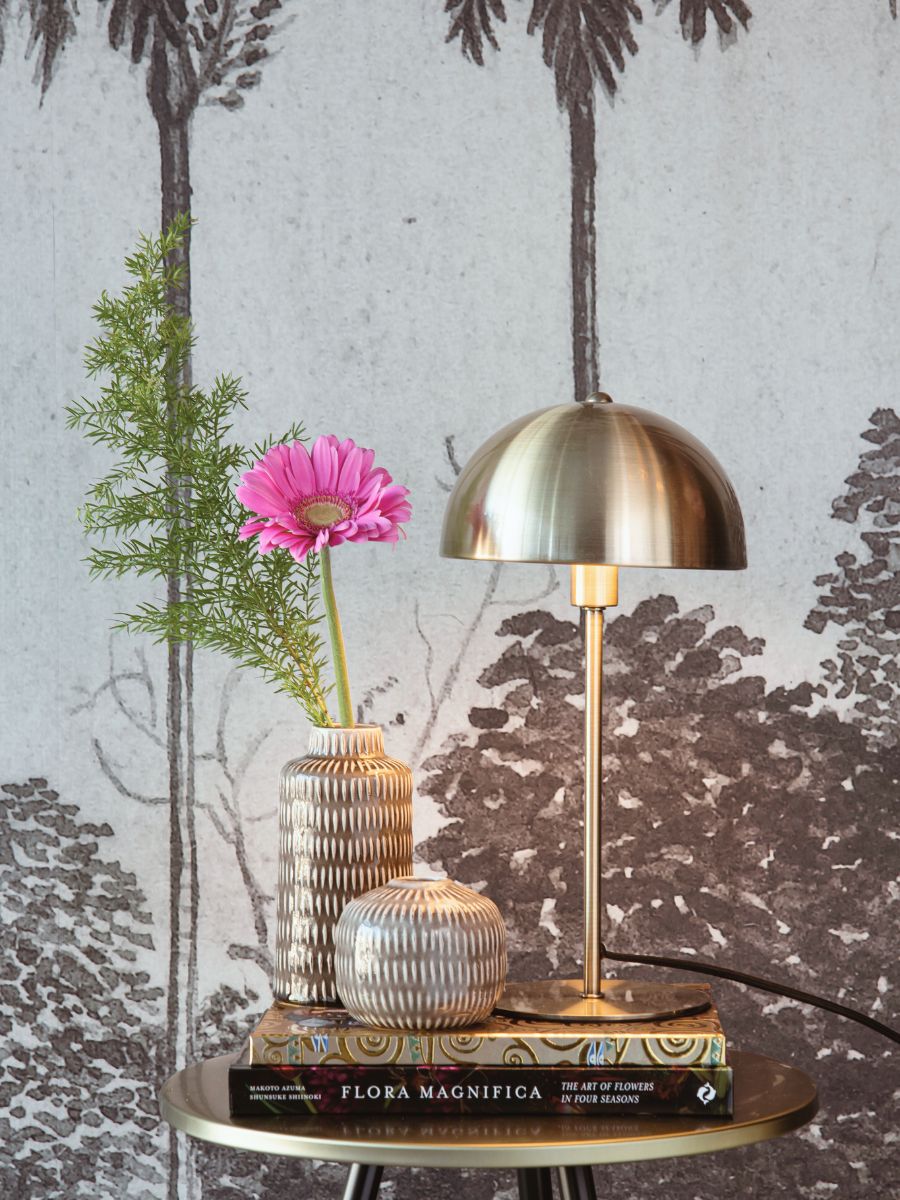 Table Lamp Bonnet Metal Antique Gold
